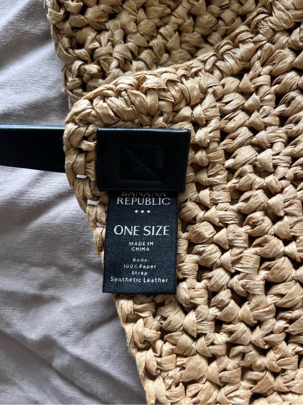 Banana Republic Woven Straw Tote Bag with Black Handles - Natural - Picture 3 of 6